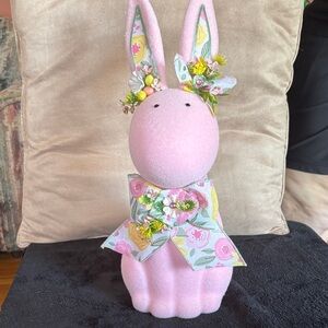 Pink Floral Bunny Figurine